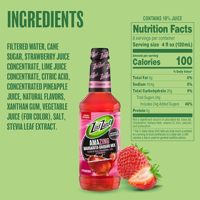 Zing Zang Margarita Mix Variety Pack – 3 x 32 oz Bottles (Margarita, Strawberry Daiquiri, Mango)