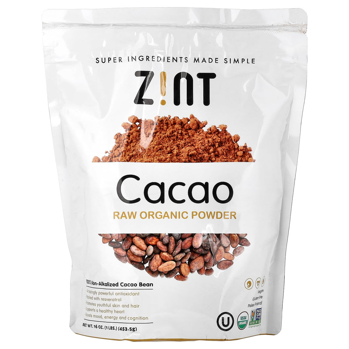 Zint Organic Cacao Powder (32 oz) – Paleo Certified, Non-GMO, Gluten Free, Antioxidant Rich
