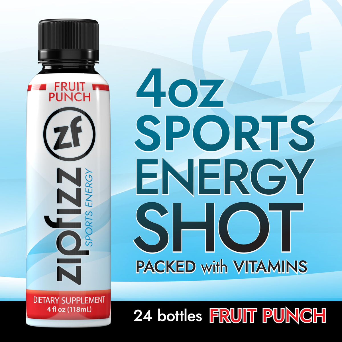 Zipfizz Sport Energy Shot – Fruit Punch, 4oz | Hydration and Natural Energy