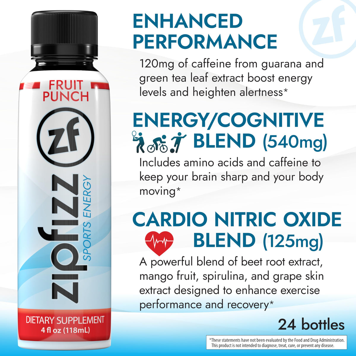 Zipfizz Sport Energy Shot – Fruit Punch, 4oz | Hydration and Natural Energy