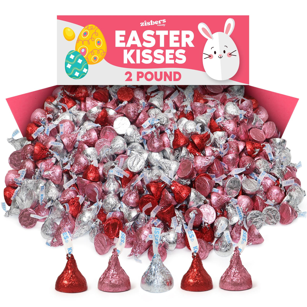 Valentine’s Kisses Milk Chocolate Candy – 2 lb Bulk, Individually Wrapped by Zisbers