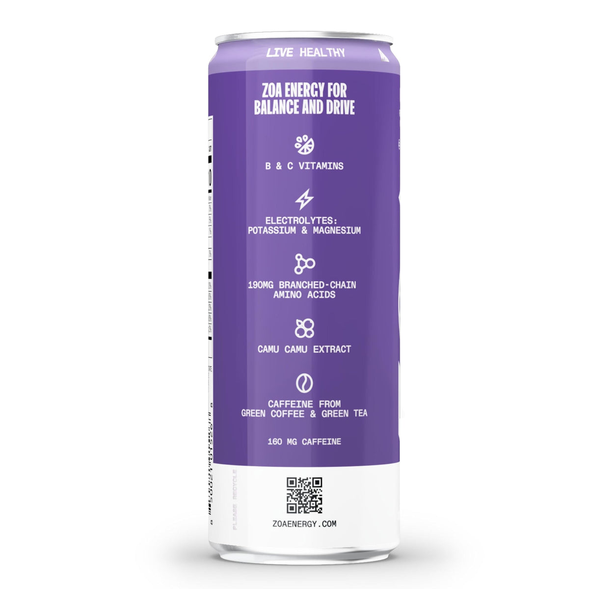 ZOA Frosted Grape Zero Sugar Energy Drink | Natural Caffeine, Vitamin C & B-Vitamins | Gluten-Free, Keto Friendly | 12 oz (Pack of 12)