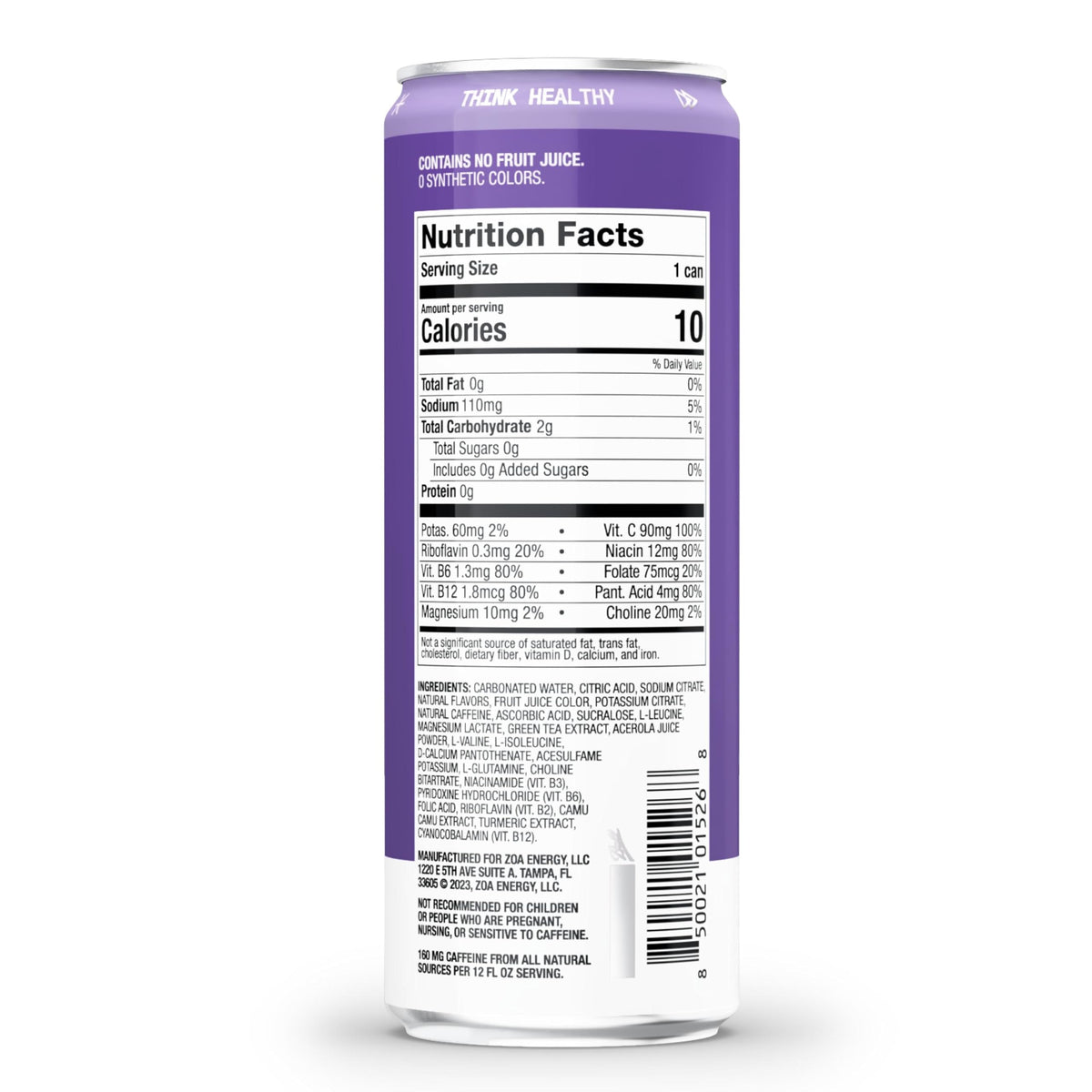 ZOA Frosted Grape Zero Sugar Energy Drink | Natural Caffeine, Vitamin C & B-Vitamins | Gluten-Free, Keto Friendly | 12 oz (Pack of 12)