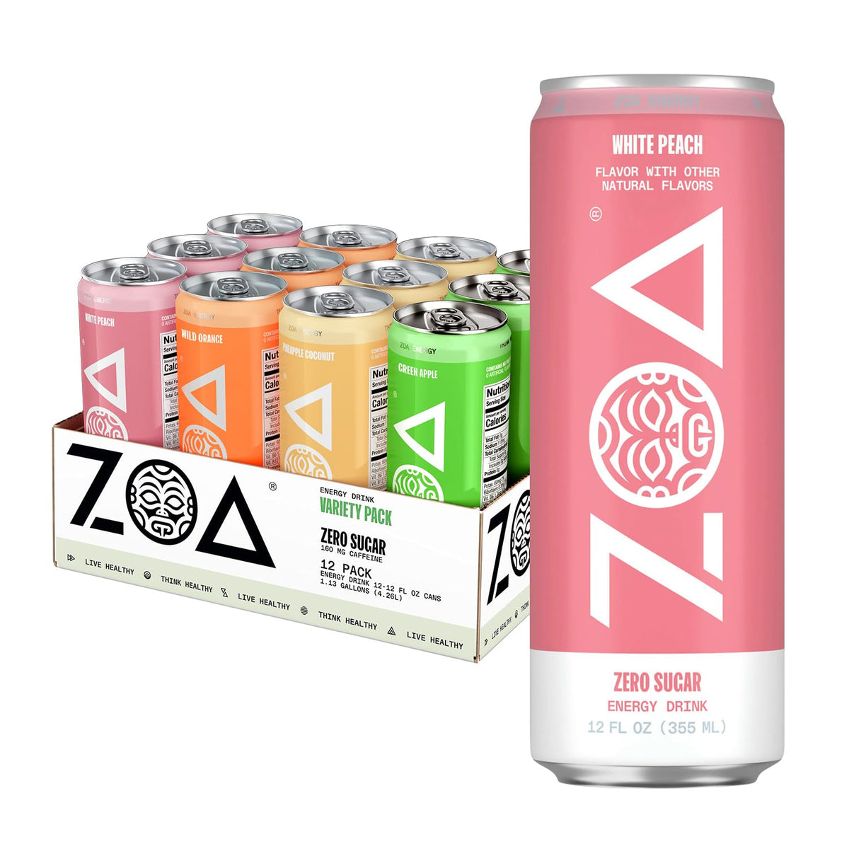 ZOA Zero Sugar Energy Drinks Remix Variety Pack – Sugar Free, Electrolytes, Vitamin C, B-Vitamins, Green Tea Caffeine (12 x 12 oz)