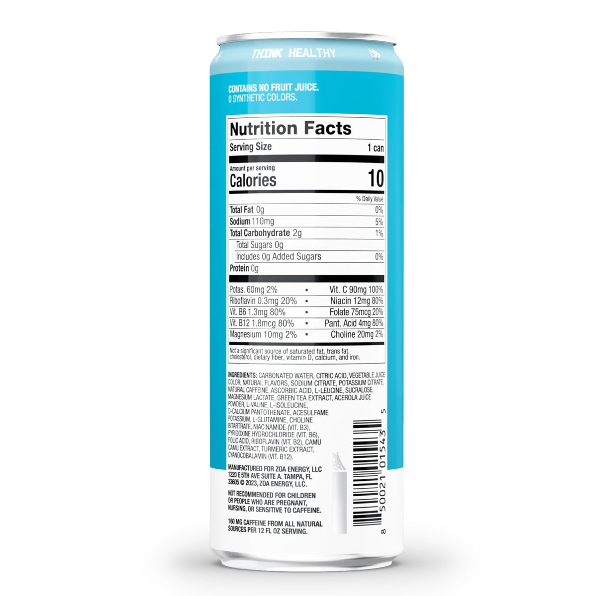 ZOA Tropical Punch Zero Sugar Energy Drink | Natural Caffeine, Vitamin C & B-Vitamins | Gluten-Free & Keto Friendly | 12 oz Cans (Pack of 12)