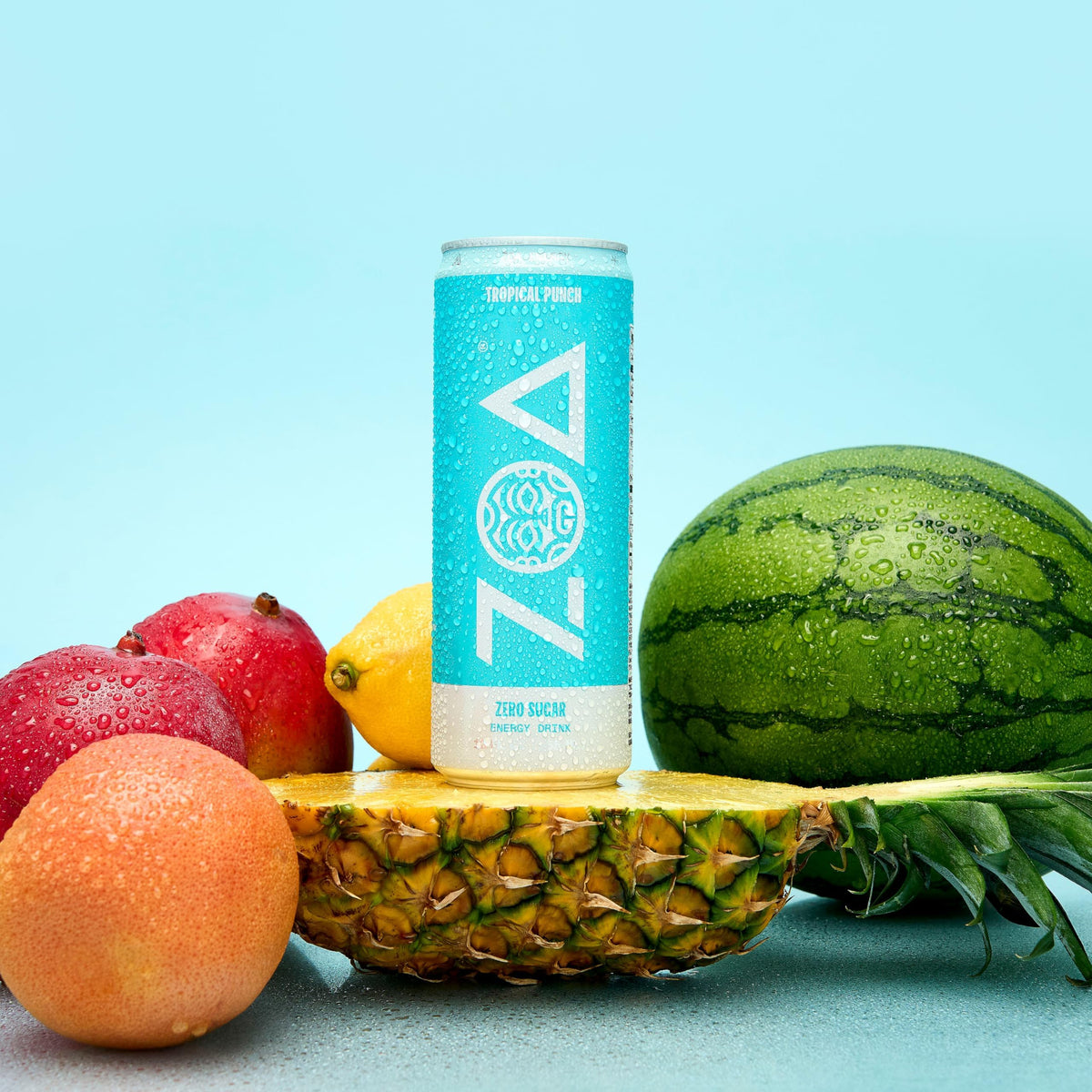 ZOA Tropical Punch Zero Sugar Energy Drink | Natural Caffeine, Vitamin C & B-Vitamins | Gluten-Free & Keto Friendly | 12 oz Cans (Pack of 12)