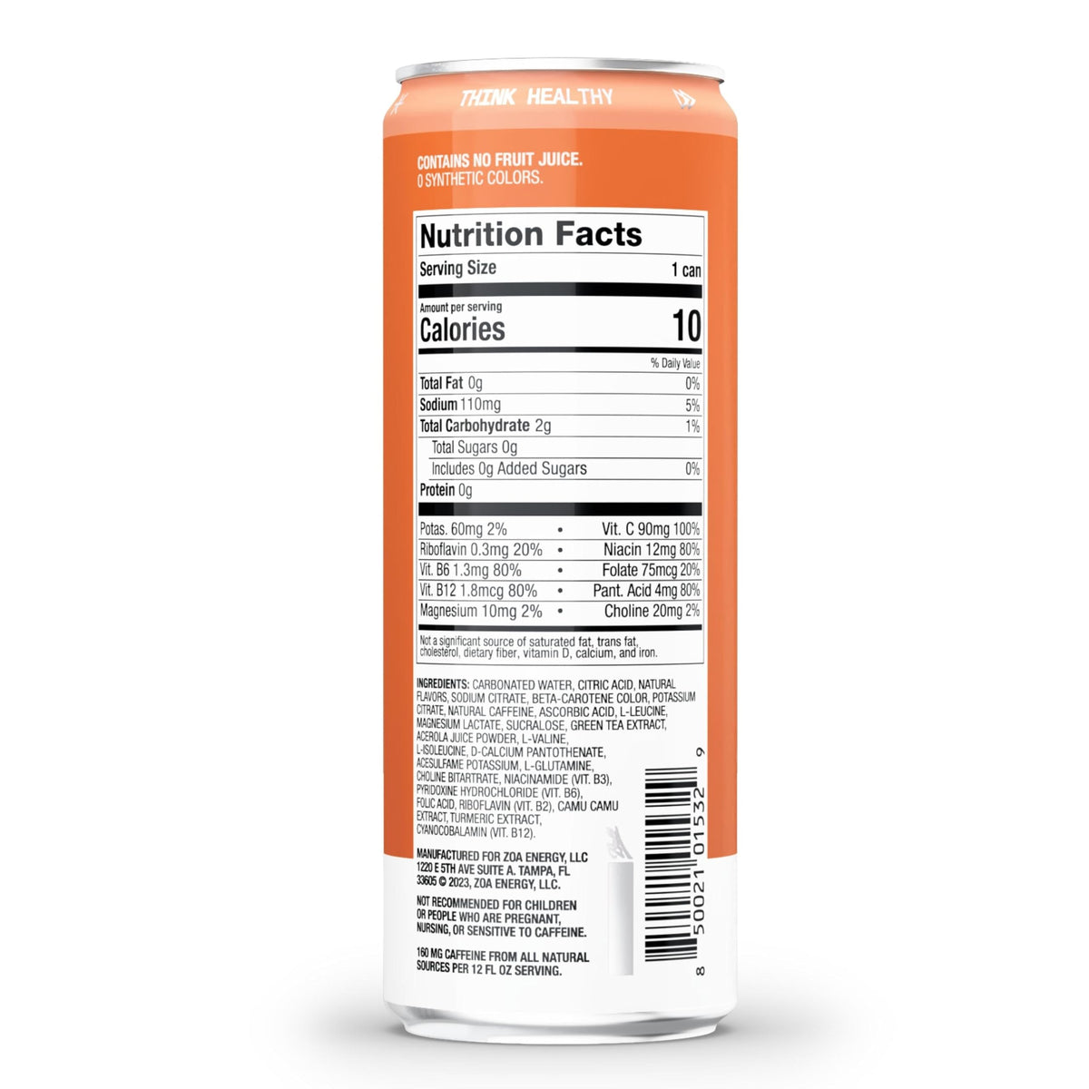 ZOA Wild Orange Zero Sugar Energy Drinks – Natural Caffeine, Vitamin C, B-Vitamins | Gluten-Free, Keto Friendly | 12-Can Pack