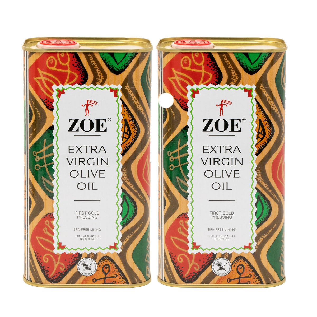 ZOE Extra Virgin Olive Oil – 1-Liter Tin Pack (2-Pack)