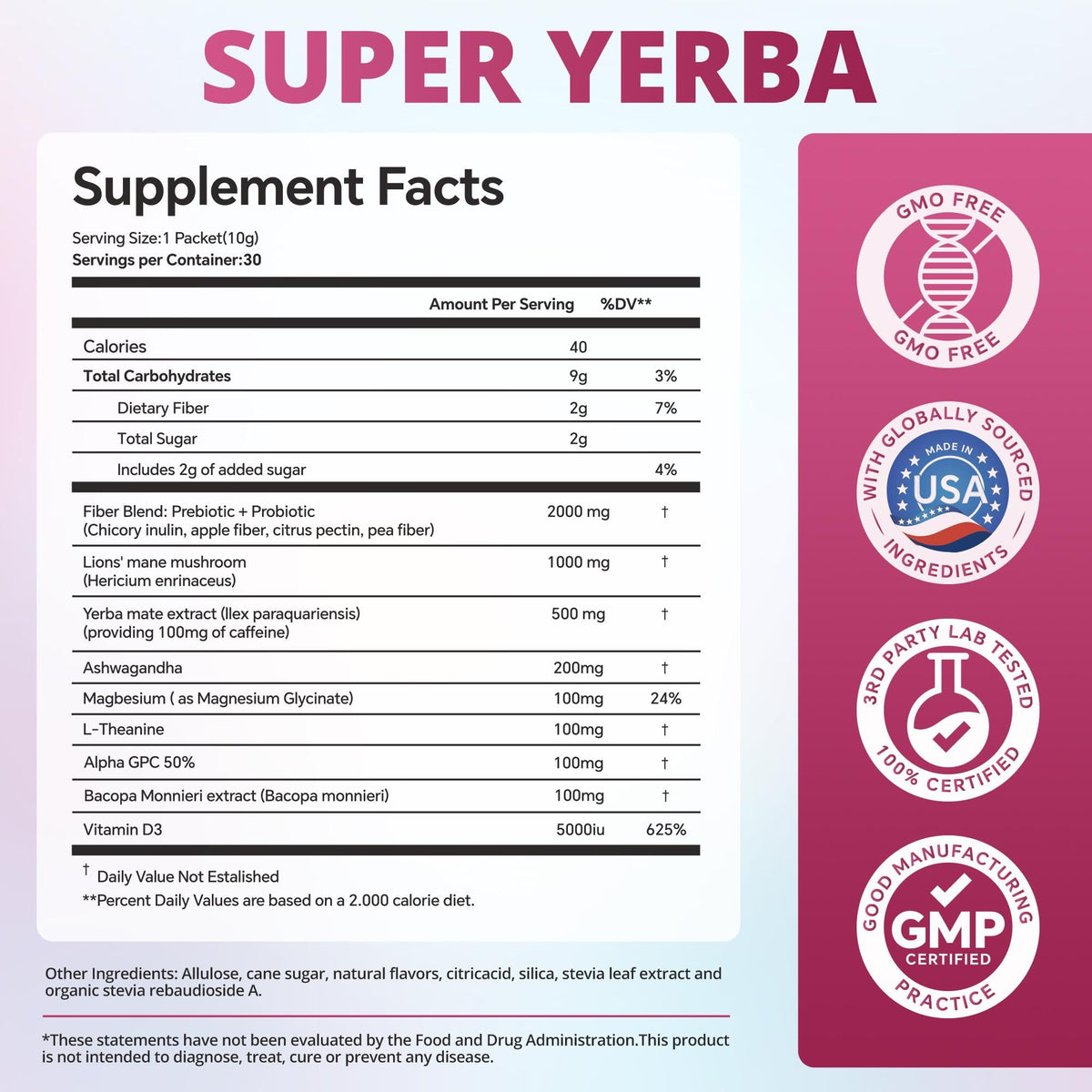 ZOOONE Super Yerba Mate Instant Powder – Raspberry Lemonade, 30 Packets | Energy, Focus & Gut Support